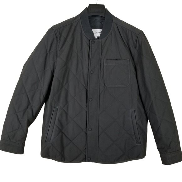 Cole Haan Signature Mens Quilted Jacket Black Snap Front Bomber Coat 533SP726 M